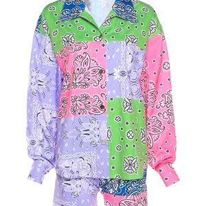 MultiColor Single Row Buckle Print Long Sleeve